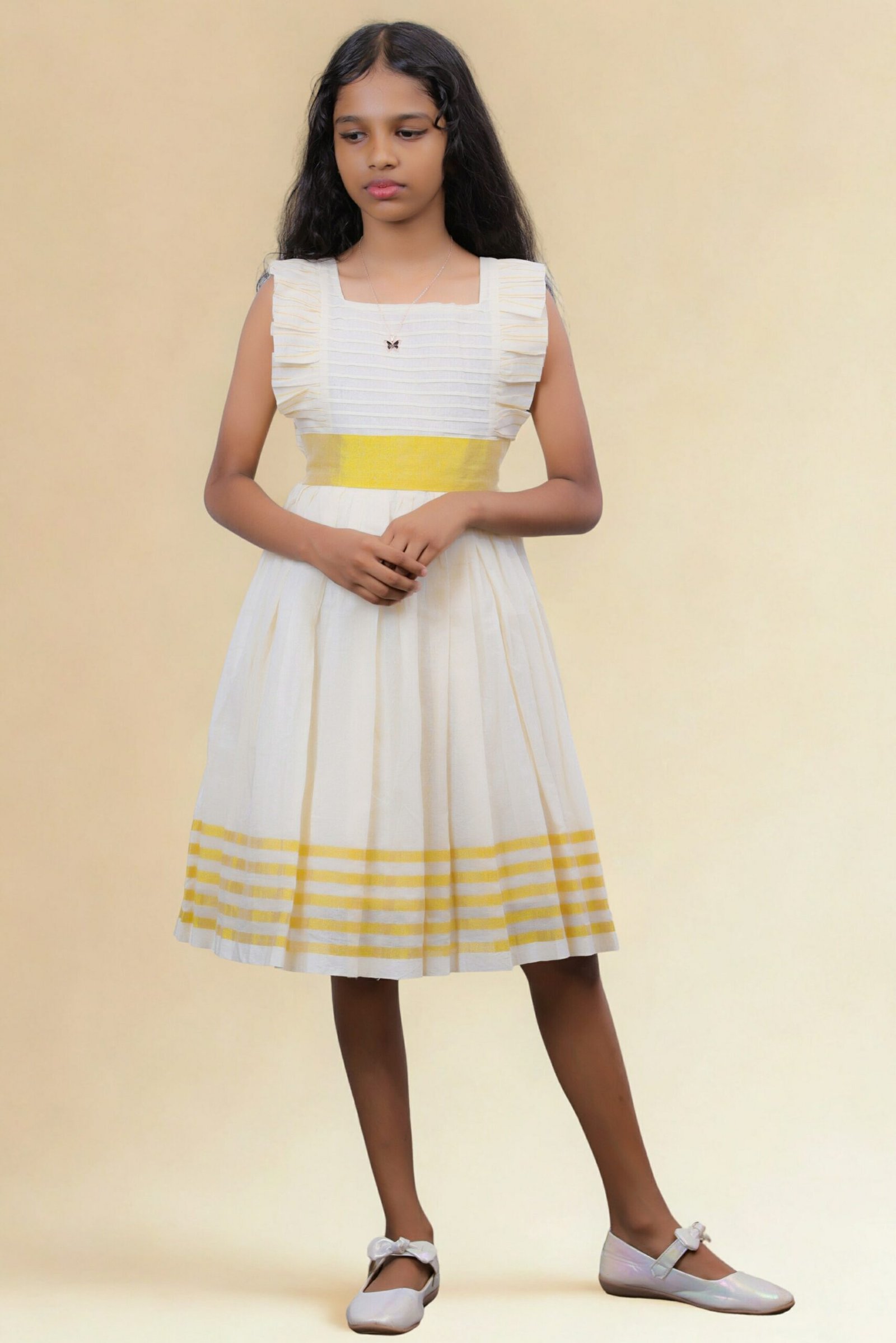 Premium Kerala Handloom Kasavu Frock