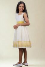 Premium Kerala Handloom Kasavu Frock - Image 3
