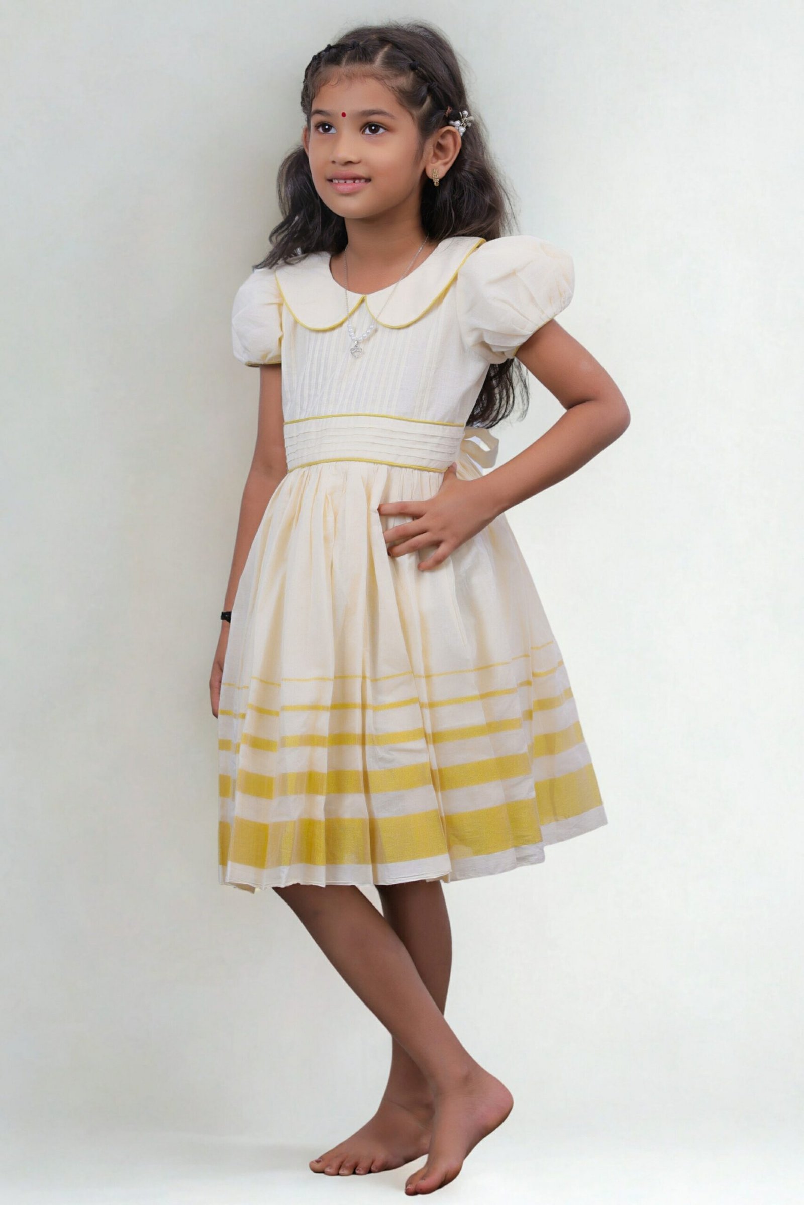 Premium Kerala Handloom Kasavu Frock