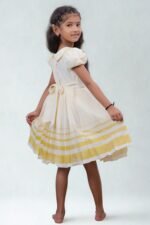 Premium Kerala Handloom Kasavu Frock - Image 2