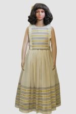 Premium Handloom Ethnicwear Set - Sleeveless Frill Top & Dark Blue Striped Skirt - Image 4