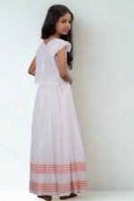 Premium Handloom Ethnicwear Set - Red & Golden Skirt and Top - Image 2