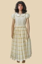 Premium Handloom Ethnicwear Set - Golden Striped Skirt & Peter-Pan Collar Top - Image 3