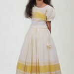 Premium Handloom Kerala Kasavu Girl's Skirt & Top